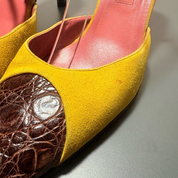 SERGIO ROSSI Vintage Suede and Leather Ankle Strap Heels - Picture 10 of 13